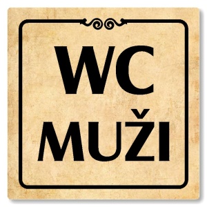 WC muži, 118x118mm, pergamen, Texas